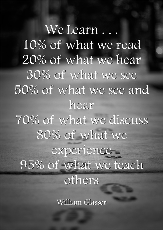 We learn 10 of what we read 20 of what we hear 30 quozio