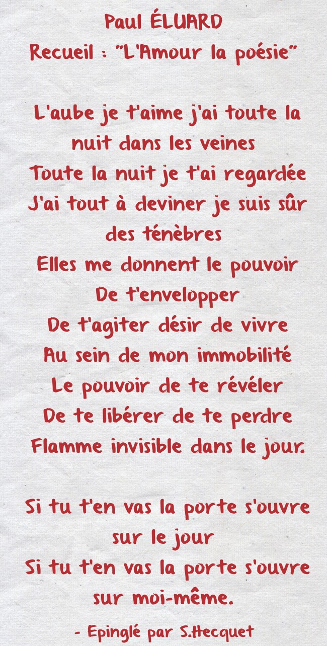 Paul Eluard Recueil L Amour La Poesie L Aube Je T Aime Quozio