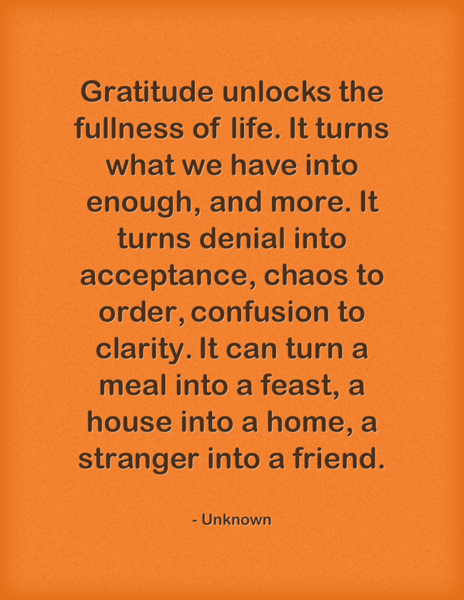 Gratitude unlocks the fullness of life. It turns what we - Quozio