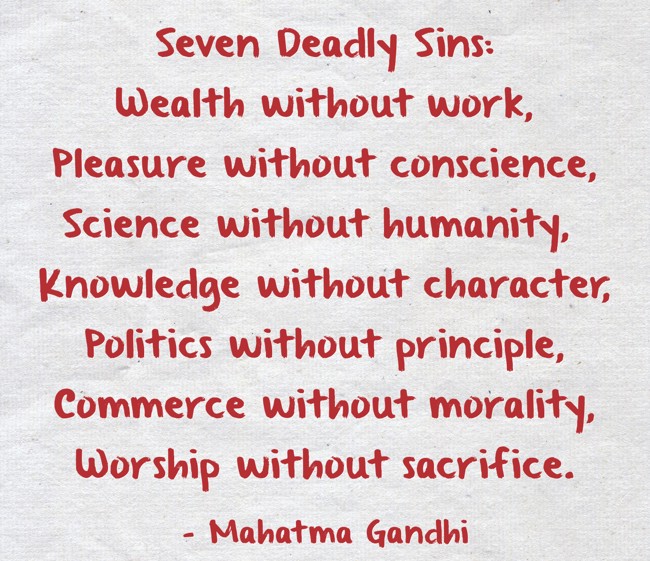 mahatma gandhi seven deadly sins