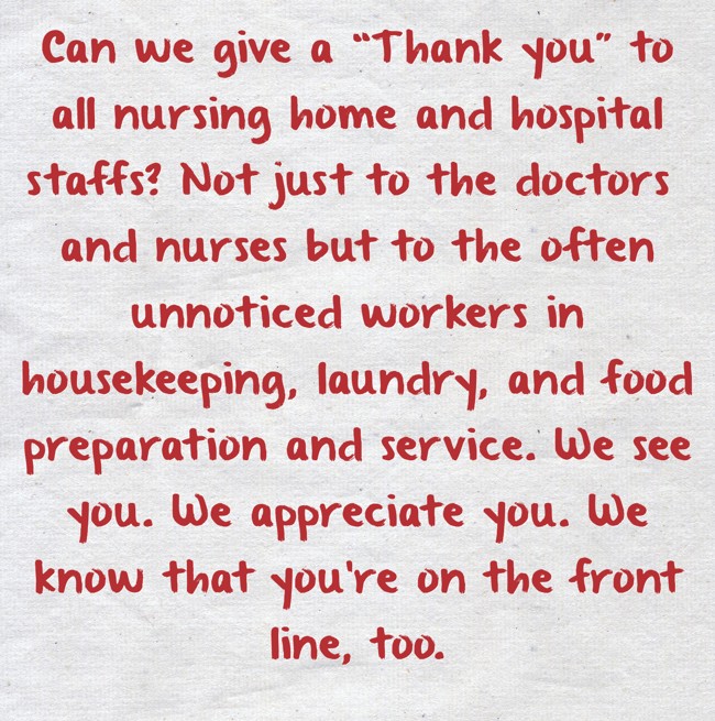 Can we give a “Thank you” to all nursing home and hospital Quozio