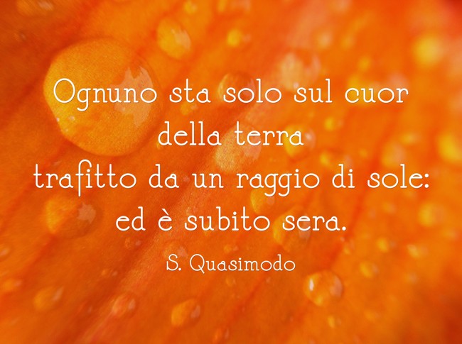 Ognuno sta solo sul cuor della terra trafitto da un raggio - Quozio