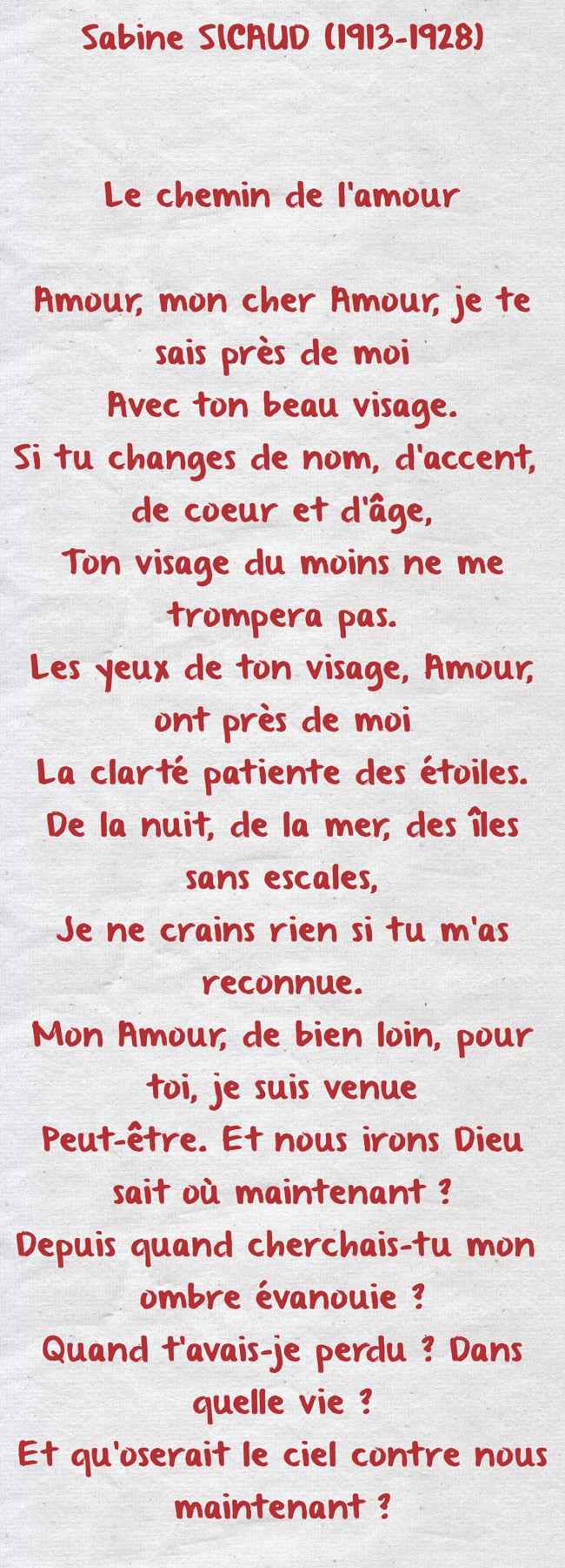 Le Chemin De L Amour Sabine SICAUD (1913-1928) Le chemin de l'amour Amour, mon - Quozio