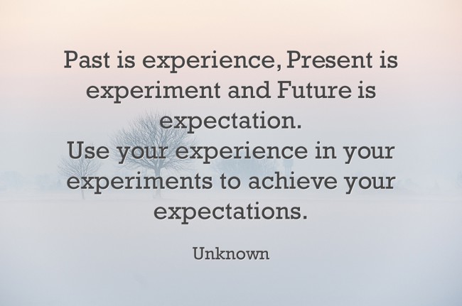 Past is experience, Present is experiment and Future is - Quozio