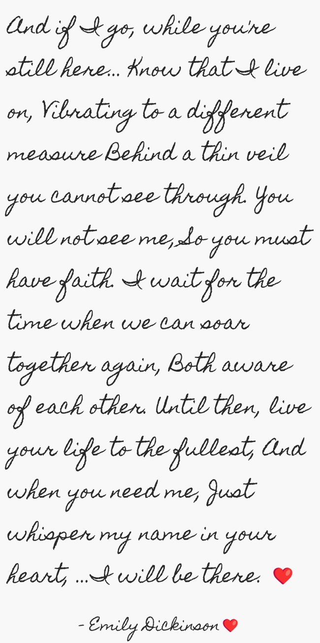 And if I go, while you're still here… Know that I live on, Quozio
