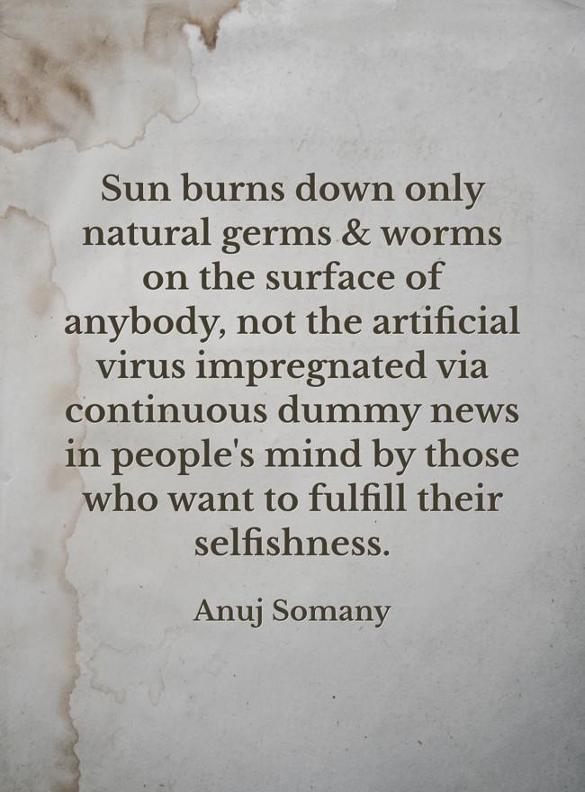 Sun burns down only natural germs & worms on the surface of Quozio