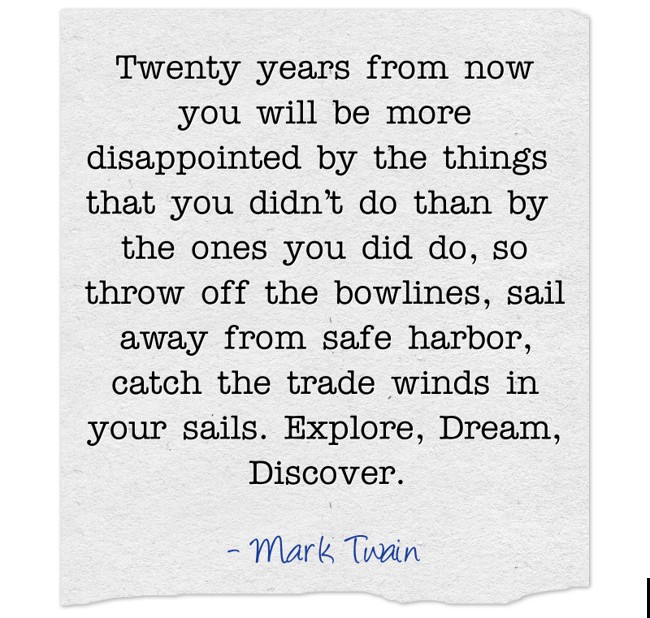 Twenty years from now you will be more
