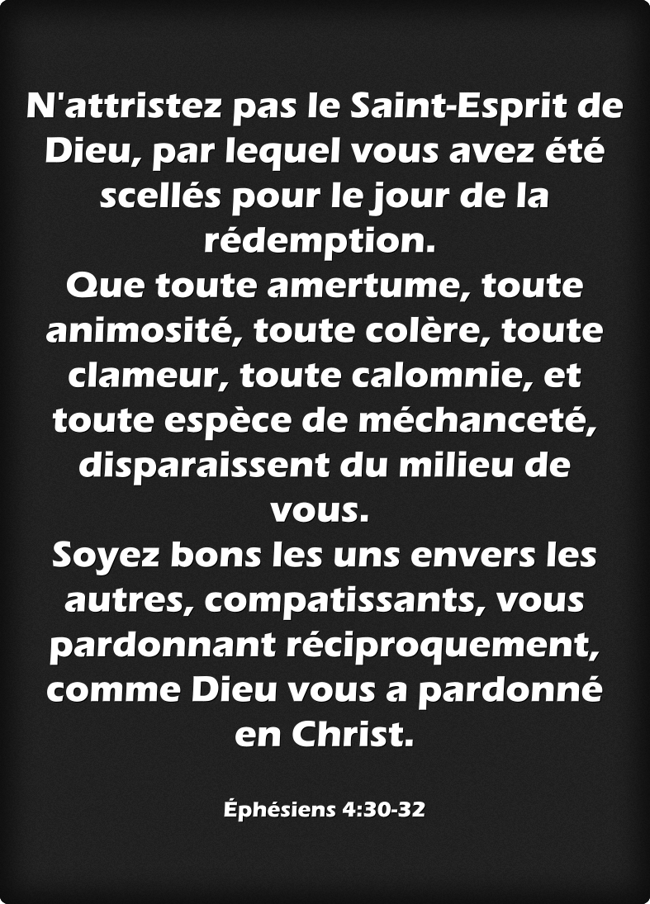 N'attristez pas le SaintEsprit de Dieu, par lequel vous Quozio