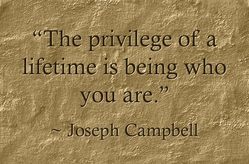 “The privilege of a lifetime is being who you are.” - Quozio