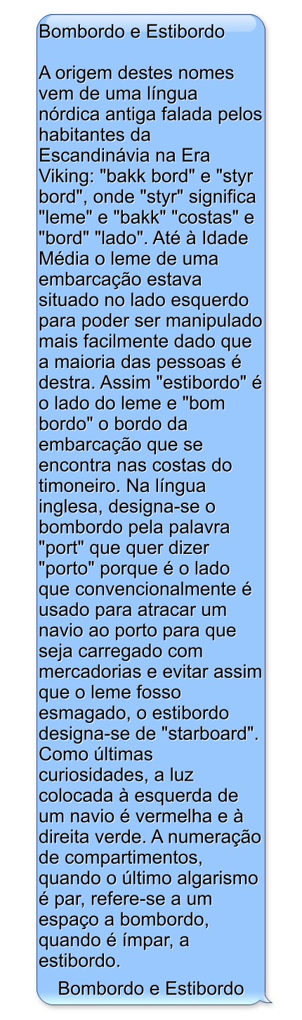 Bombordo e Estibordo A origem destes nomes vem de uma - Quozio