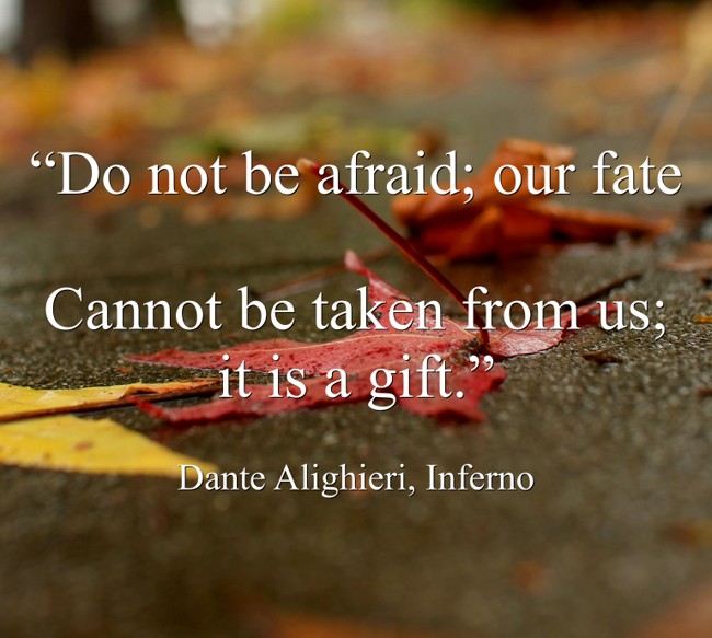 Do not be afraid our fate Cannot be taken from us it is Quozio