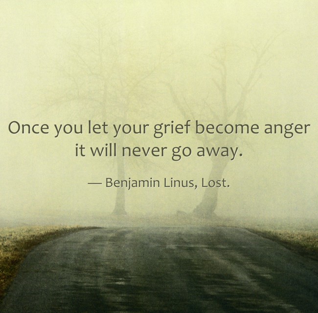 Once you let your grief become anger it will never go away. - Quozio