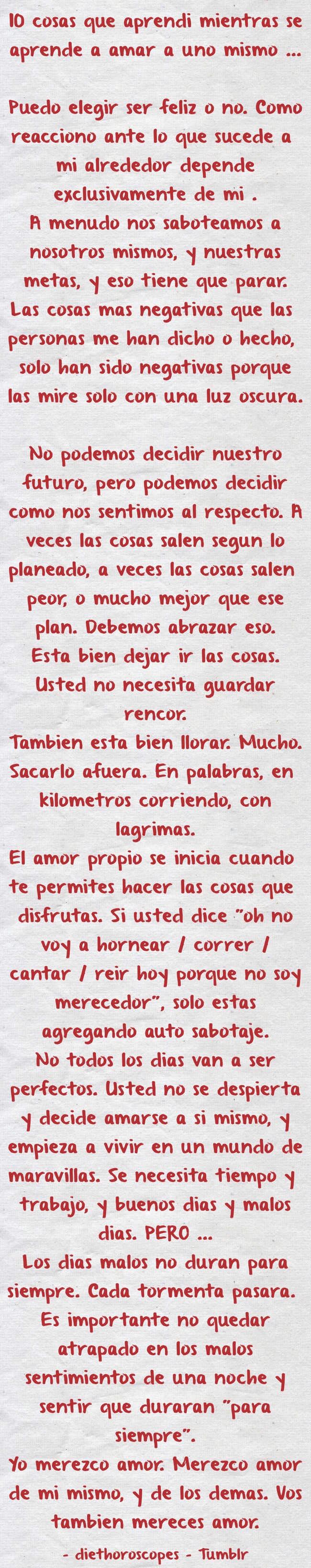 10 cosas que aprendi mientras se aprende a amar a uno mismo - Quozio