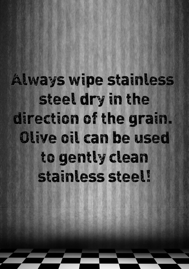 Always wipe stainless steel dry in the direction of the Quozio