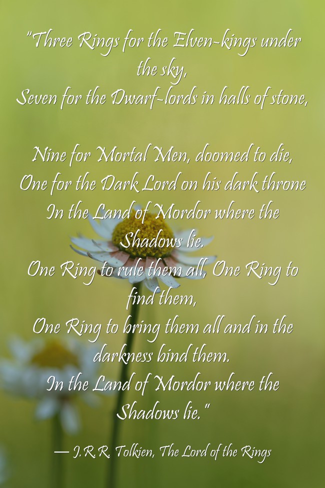 “Three Rings for the Elven-kings under the sky, Seven for - Quozio